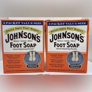 LOT of 2 Johnsons Foot Soap Powder 8 Packets Per Box 16 Packets Total